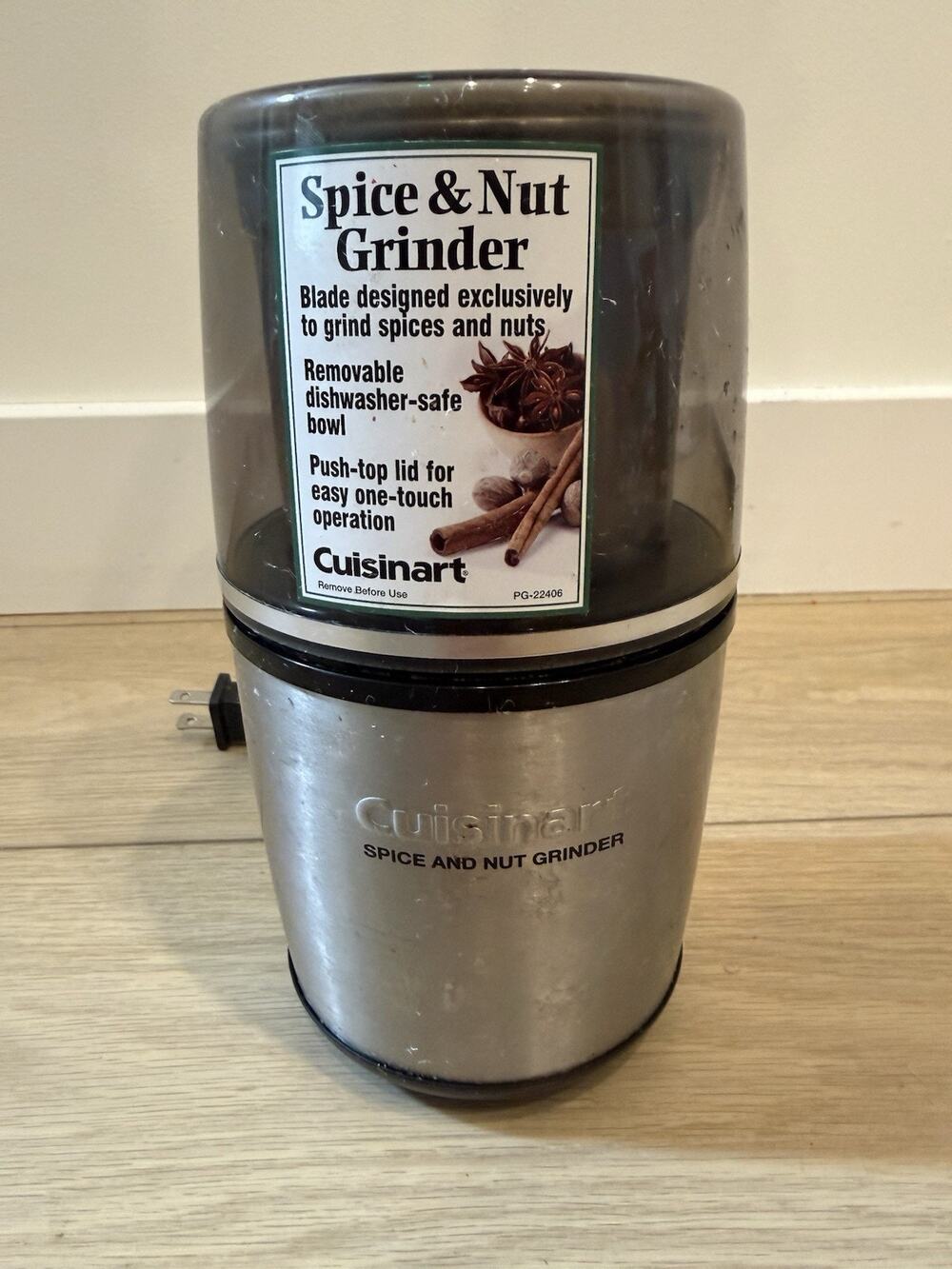 Cuisinart SG-10 Electric Spice & Nut Grinder Stainless Steel Heavy Duty Compact